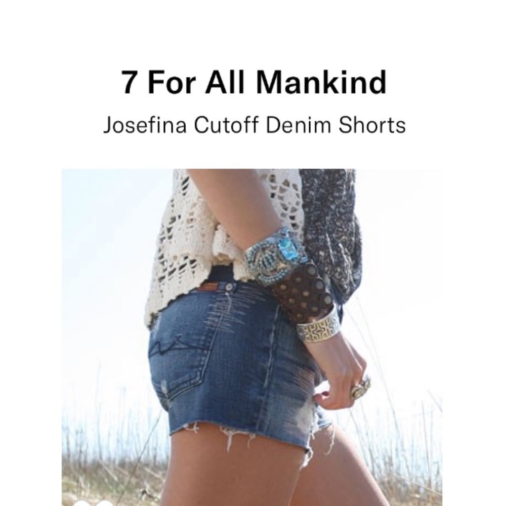 NEW 7 For All Mankind Josefina Cutoff Denim Blue Jean Shorts Distressed Frayed - Picture 2 of 8